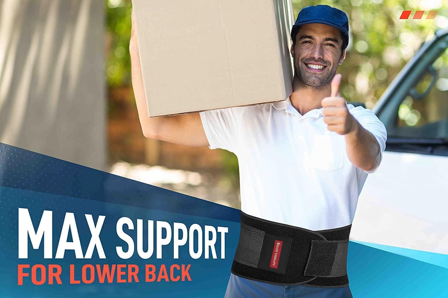 Skiennix Back Brace | Adjustable Lumbar Support for Pain Relief - Breathable Mesh, X-Large Size