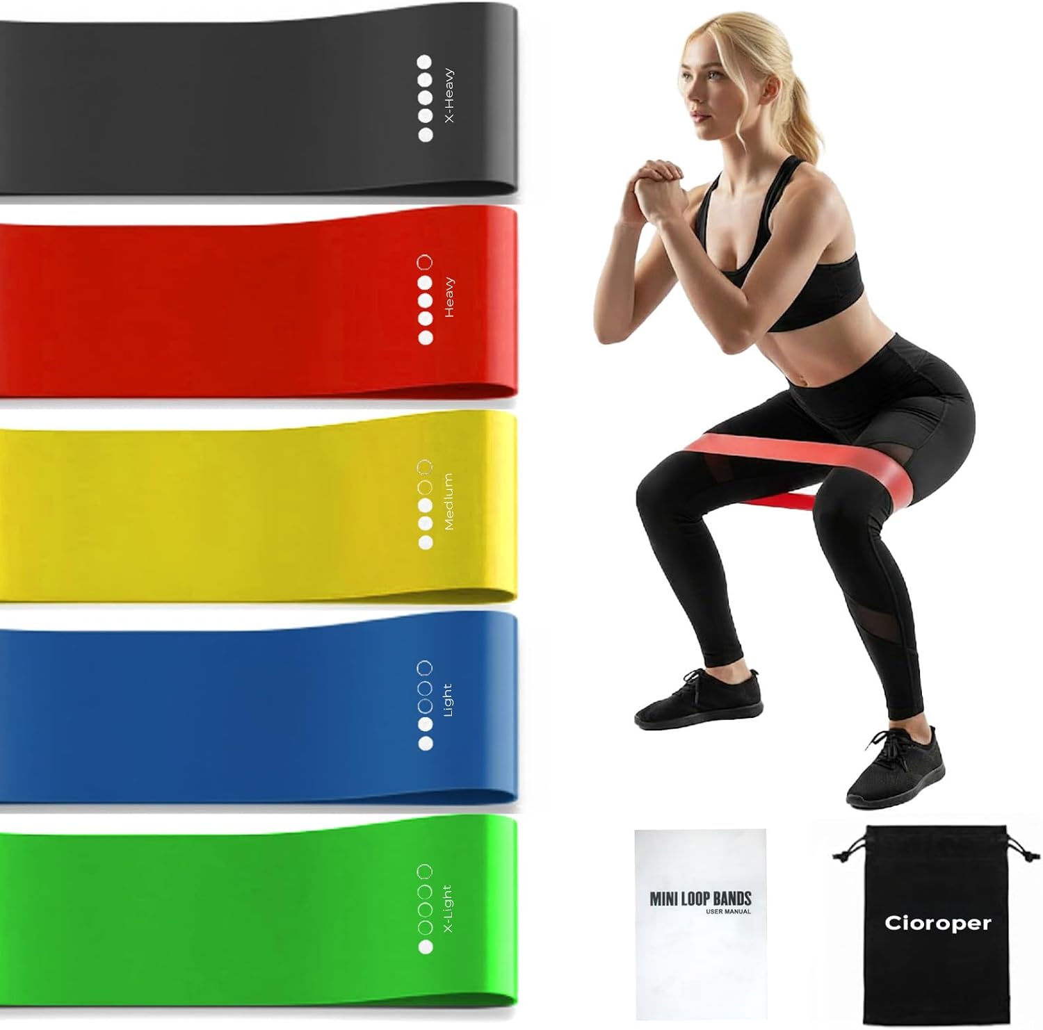 Skiennix Resistance Bands - Versatile Workout Loop Bands Set for Men & Women | 5-Piece Kit for Yoga, Pilates & Physical Therapy
