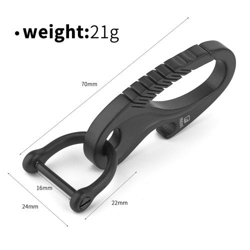 TISUR Titanium Keychain Carabiner Clip, Key Fob Holder, Quick Release D Ring Keychain Heavy Duty Bottle Opener Keychain Car Key Chain for Men (Black)