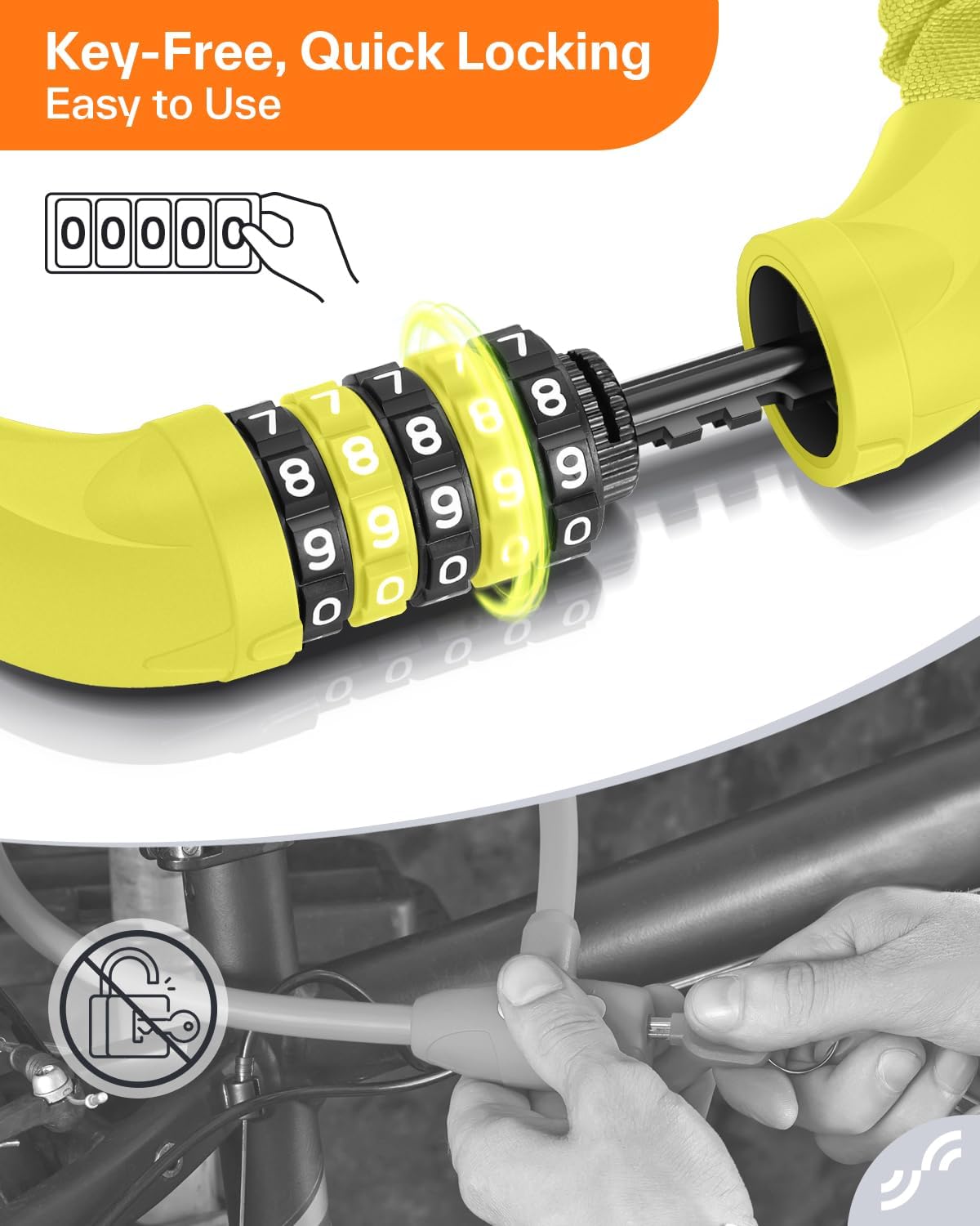 Sportneer Bike Lock - High Security 5-Digit Combination Chain Lock | 3.2/3.6/4ft Heavy Duty Keyless for Bikes, Motorcycles & Scooters