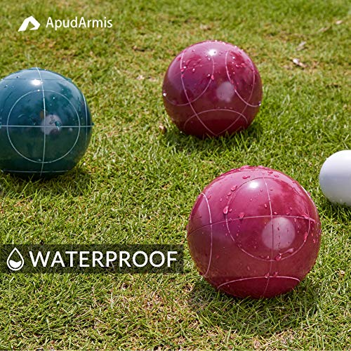ApudArmis 100mm Regulation Size Bocce Ball Set Outdoor Lawn Game for Beach Yard