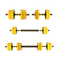2-In-1 Adjustable Dumbbell Set 33 Lb, Adjustable Weights Used As Dumbbell and Barbell Set, Yellow