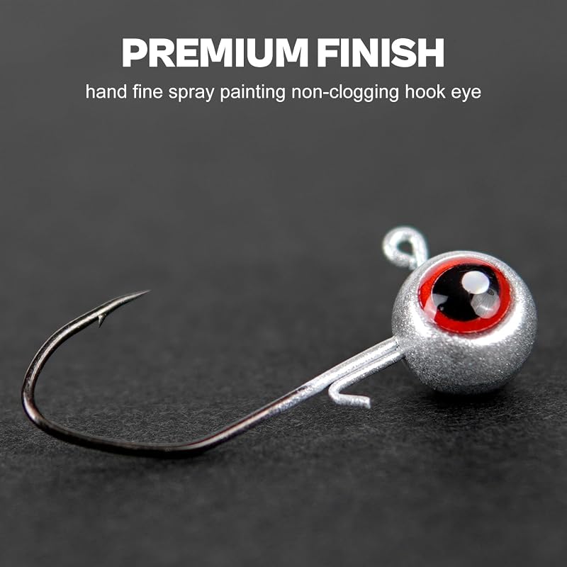 40-Pack Fishing Jig Heads 1/32-1/8oz - 5 Colors Kit for Panfish, Walleye, Bass (Style1+1/16) - 40 PCs