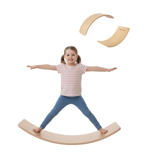 Wooden Wobble Balance Board - 37'' Natural Wobble Board, Montessori Open-Ended Toy, Waldorf Learning & Core Strength Exercise