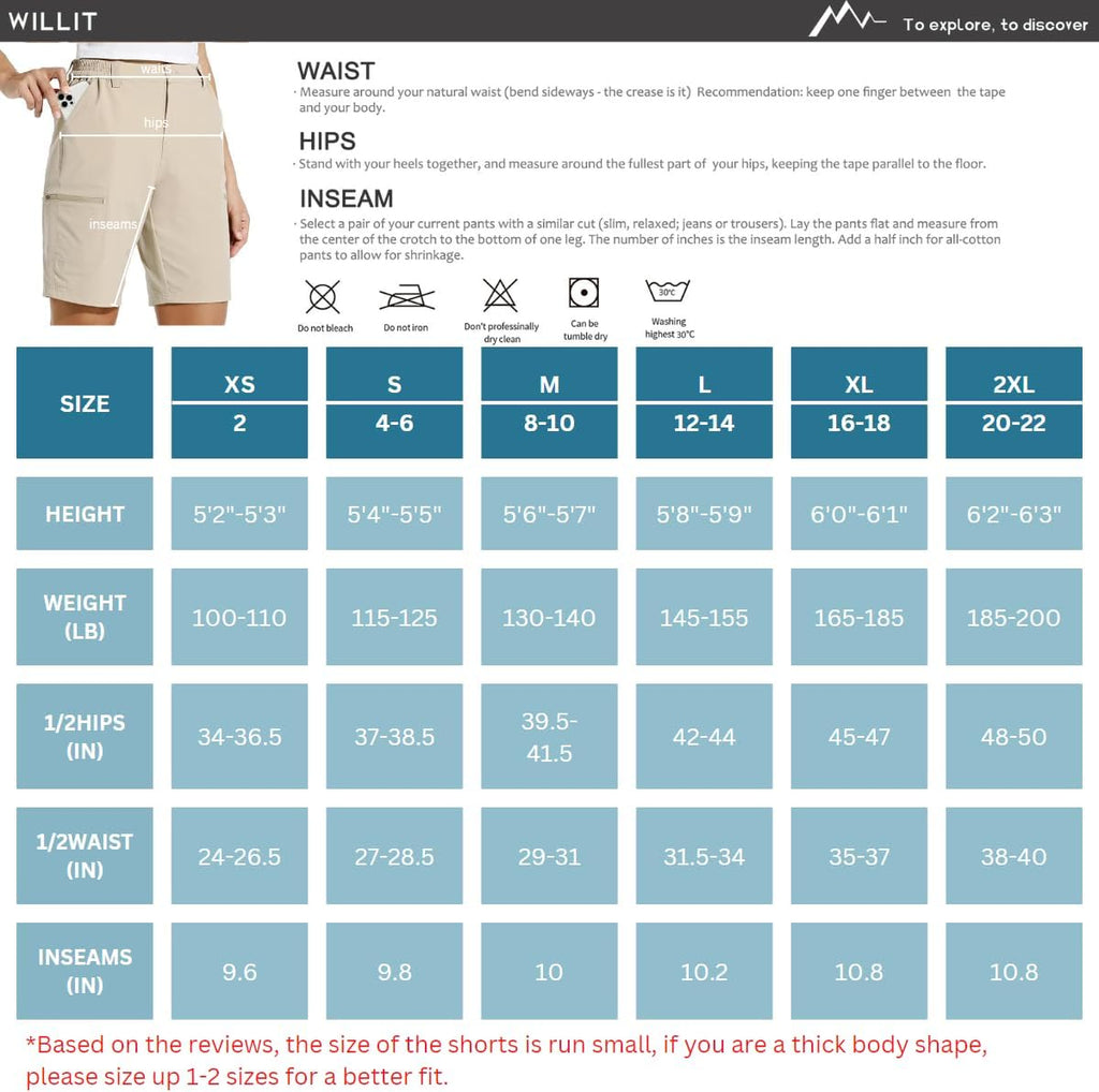 Willit Women's Hiking Cargo Shorts - Quick Dry Stretch Fabric for Summer Adventures | 10" Length