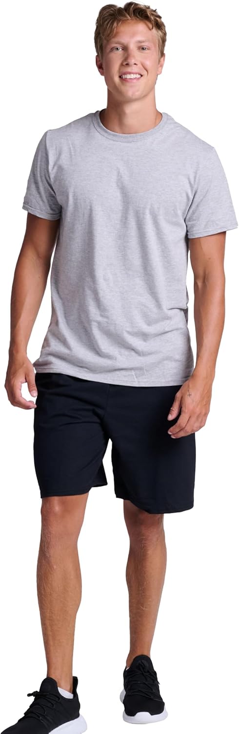 Russell Athletic Men's Cotton Shorts - Relaxed Fit with Pockets & Adjustable Waist | Sizes S-4X