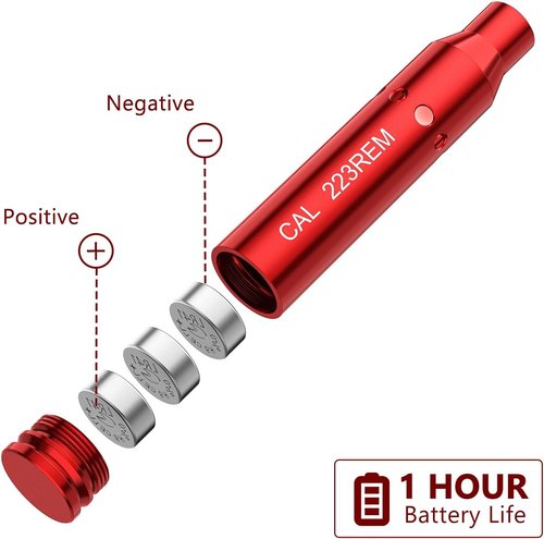 EZshoot Bore Sight Laser - Precision Red Laser Boresighter for 9mm, .223, .30-06, & More | Extra Batteries Included