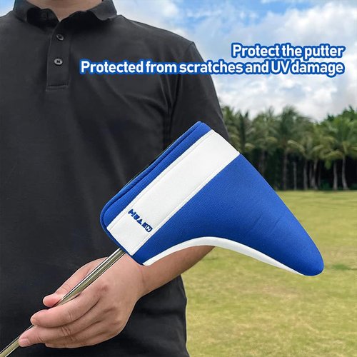 HUAEN Blade or Mallet Putter Cover - Mallet Putter Headcover - Fleeced Lined Putter Head Covers - Protective Golf Club Covers to Match Putter Headcover (Blade Blue)