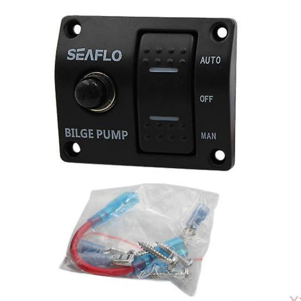 SEAFLO 3-Way Bilge Pump Switch Panel - Automatic, Off, Manual | 12V/24V with 15A Circuit Breaker
