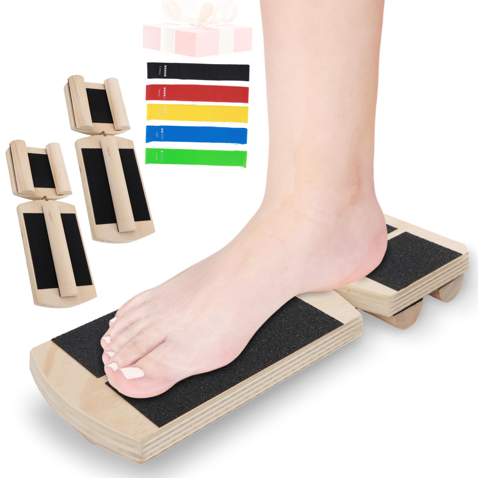Nuaoi Ankle Balance Board Foot Trainer - 2 x Single Leg Balance Board Ankle Exerciser Strengthener with 6 Balance Bars & 5 Resistance Bands for Balance Training Sprained Ankles Plantar Fasciitis
