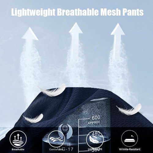 3PC Men's Zipper Mesh Fabric Jogger Pants - Breathable & Flexible Fit, Comfortable for Sports & Casual Wear