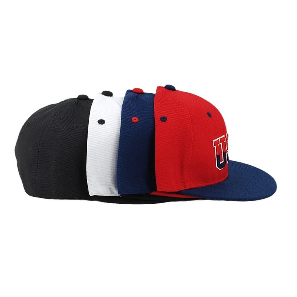 USA Snapback Hats for Men Women American Flag Baseball Cap Adjustable Cotton Embroidered Flat Brim Hat Patriotic Dad Hat Trucker Cap White