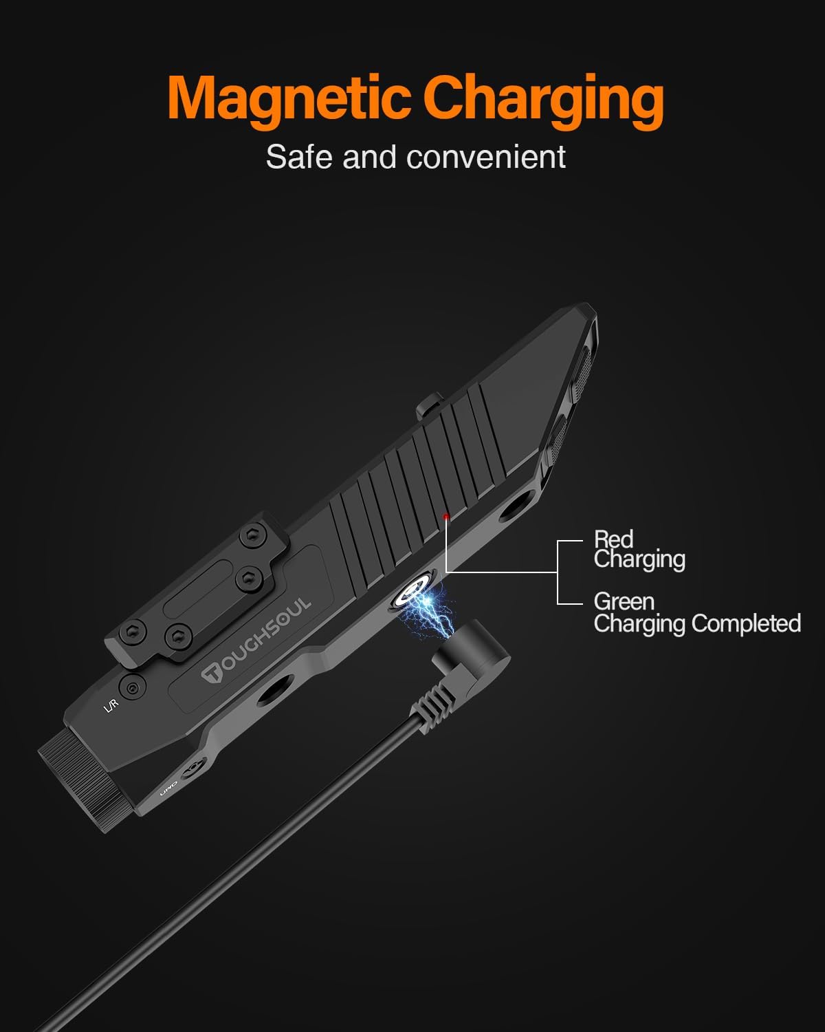 TOUGHSOUL Tactical Flashlight - 1450 Lumen with Purple Laser Sight & Rechargeable Battery | Durable Polymer Body