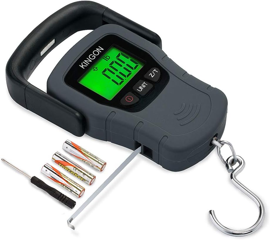 Skiennix Digital Hanging Luggage Scale - 110lb Capacity, Backlit Display, Portable Design, Grey