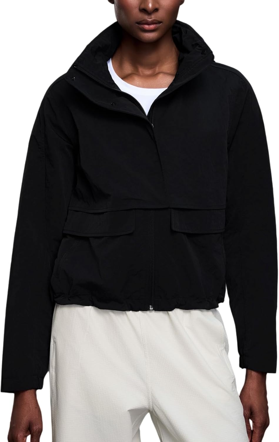 Altiland Women's Lightweight Water-Repellent Windbreaker Jacket - Hooded Raincoat with Pockets for Outdoor Activities
