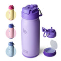 BOTTLE BOTTLE 16 oz sports water bottle stainless steel insulated kids water bottle with straw and pills holder for gifts and school (purple)