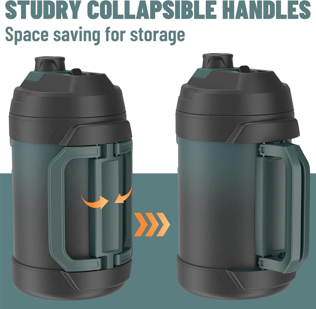 Zukro 1 Gallon Insulated Water Jug - Triple Wall Stainless Steel Bottle Keeps Drinks Cold 48 Hours | Black