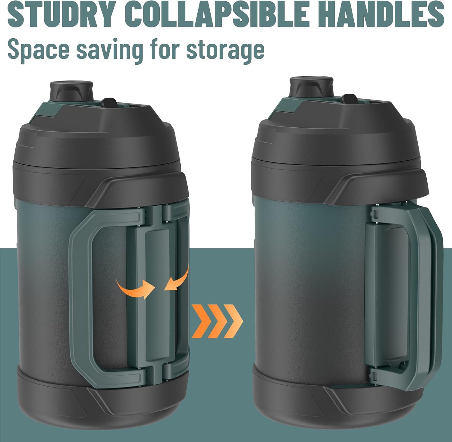 Zukro 1 Gallon Insulated Water Jug - Triple Wall Stainless Steel Bottle Keeps Drinks Cold 48 Hours | Black