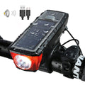 Ultra Bright Solar-Powered and USB Rechargeable Mountain Bike Front Lights 5 Modes 120db Bicycle Electric Bell Horn 350 Lumens 4 Mode Waterproof Bicycle Headlight, Road Cycling Safety Charging Lights