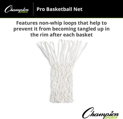 Champion Sports Basketball Net - 7mm Non-Whip Loops - Durable 250g - White Color