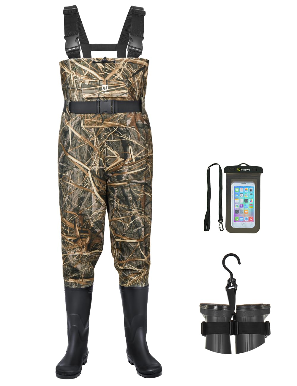 TIDEWE Bootfoot Chest Wader, 2-Ply Nylon/PVC Waterproof Fishing Hunting Waders with Boot Hanger for Men Women Next Camo Evos Size 12
