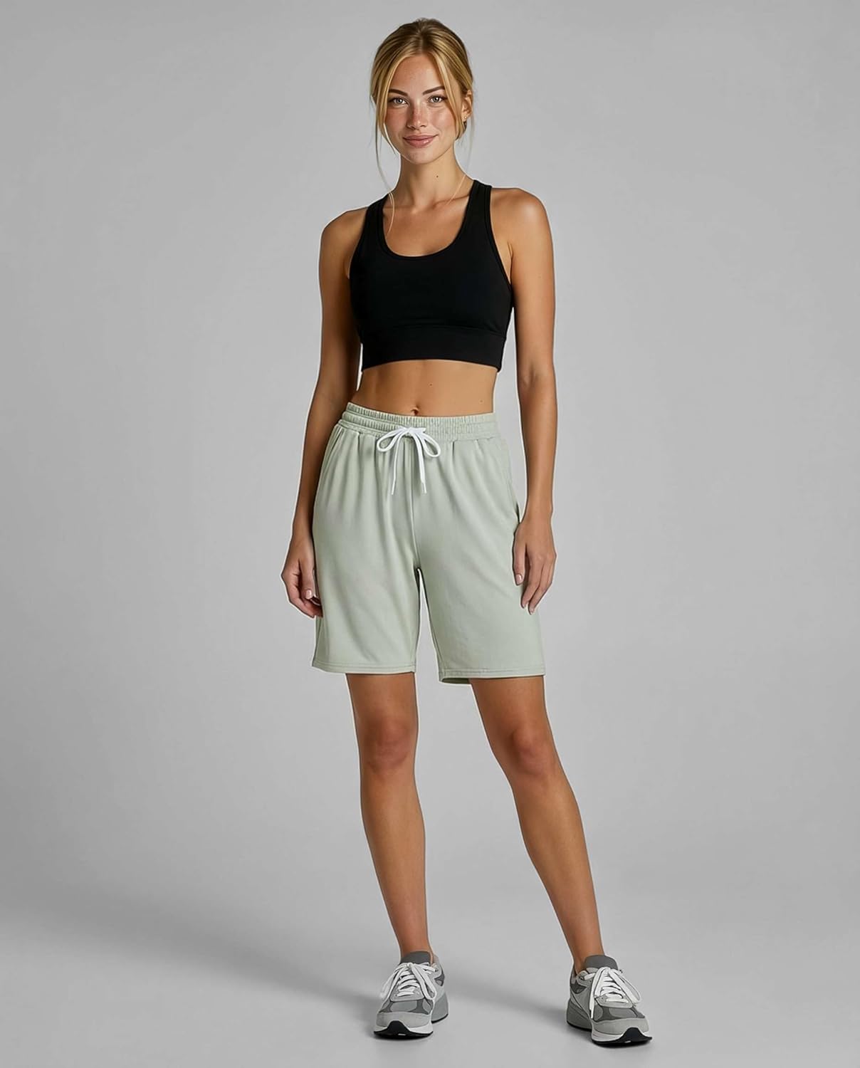 Real Essentials Women's Dry-Fit Athletic Bermuda Shorts - 7" High Waisted | Plus Size Available