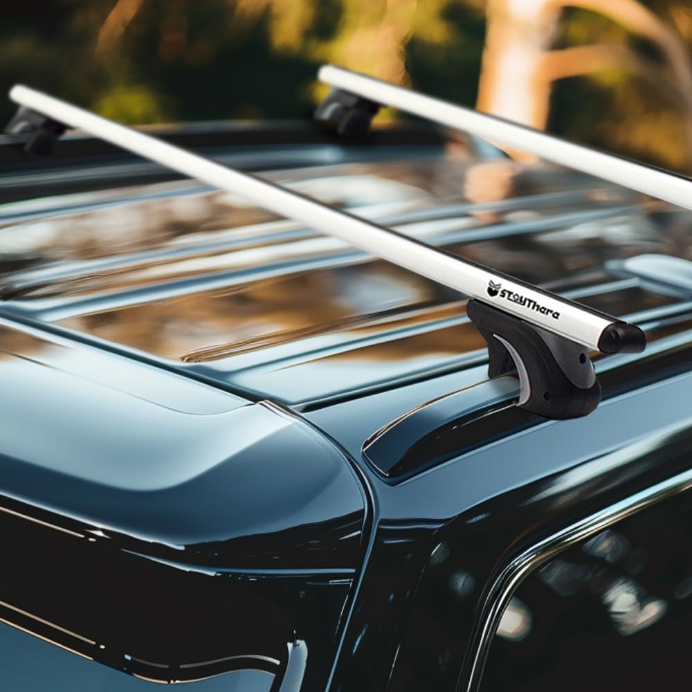 Stay There Car Roof Rack Cross Bars - 56” Aero Thick Aluminum | Adjustable Universal Fit for Most Vehicles, 200 lbs Capacity