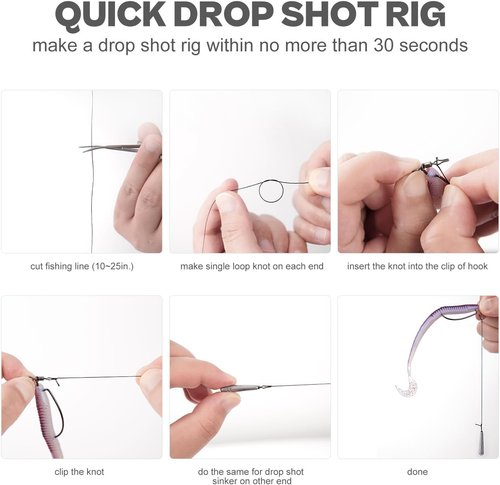 Drop Shot Rig Kit by [Brand Name] - 52-Pack with 8 Sizes of Swivel Hooks & 20 Weights for Bass Fishing