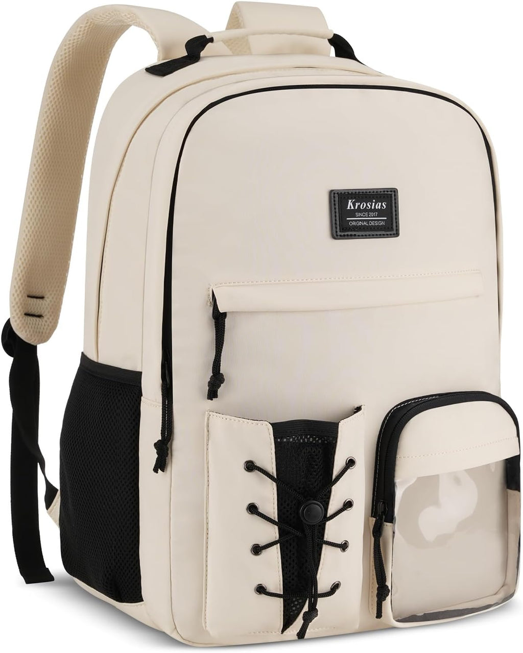 Skiennix School Backpack - Stylish 15.6 Inch Laptop Bag for Women & Teen Girls | Beige Color