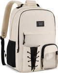Skiennix School Backpack - Stylish 15.6 Inch Laptop Bag for Women & Teen Girls | Beige Color