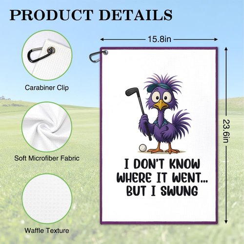 Juoqg I Don't Know Where It Went Golf Towel, Funny Birdie Golf Bag Towel With Clip, Golfing Accessories for Women, Sport Towels for Player, Golfing Gifts for Daughter Sister, Birthday Gifts for Golfer
