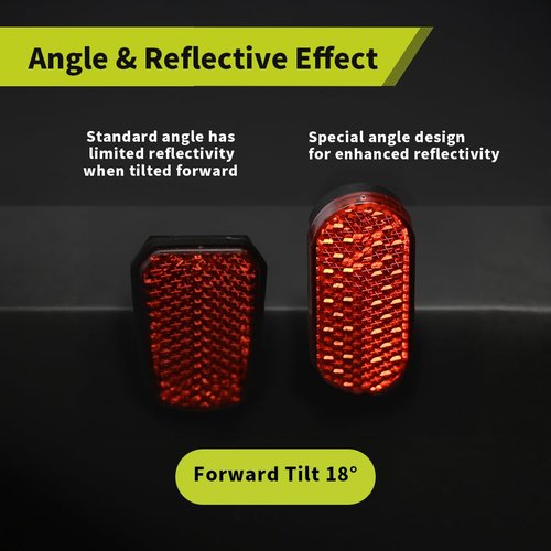 BAR AUTOTECH Stick-on Bicycle Seatpost Reflectors, 18° Curved Base with 3M Adhesive for Round Tubes (Mini Oval - Red, 0.79 × 1.97 × 0.39 inch, 2Pcs)
