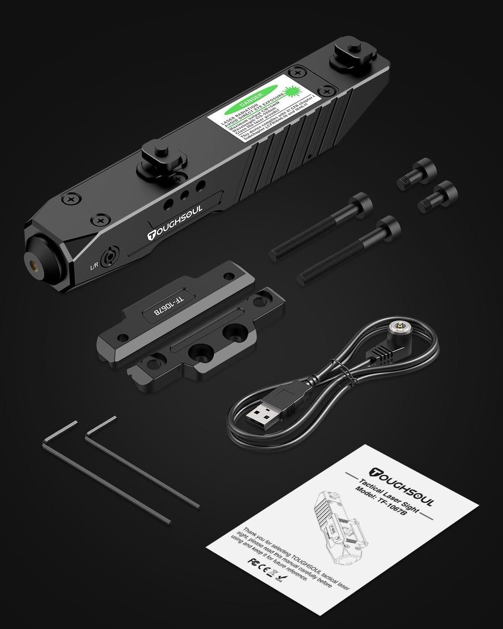 TOUGHSOUL Tactical Rifle Laser Sight - Rechargeable Low-Profile Design with Strobe Function | M-Lok/Picatinny Compatibility
