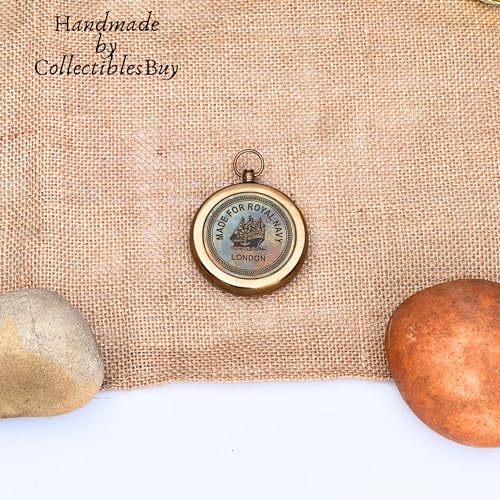 Antique Brass Navigational Compass - Pocket Size Hiking Camping Direction Finder
