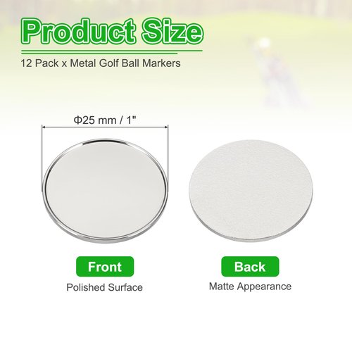 PATIKIL Golf Ball Marker 1 Inch, 12 Pack Metal Blank Ball Markers Position Marking Disc Golf Divot Tool Accessory for Men Women Golfers Table Games, Silver