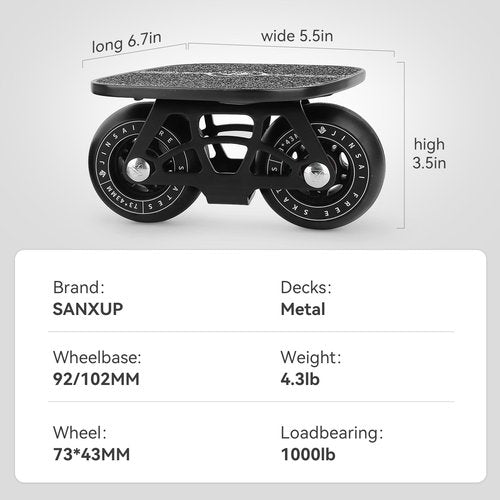 FreeSkates Portable Roller Road Drift Skates Plate, with Aluminum Alloy Deck Non-Slip, Board Split Skateboard with PU Wheels High-end Bearings(Black)