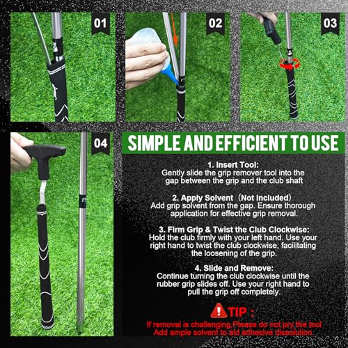 Golf Grip Removal Tool 11 Inch V-Groove Grip Remover - Black