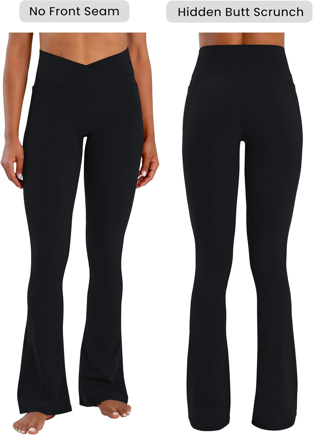 Sunzel Hidden Butt Lifting Leggings - Tummy Control Flare Pants with Pockets for Women | Mini Flared Design