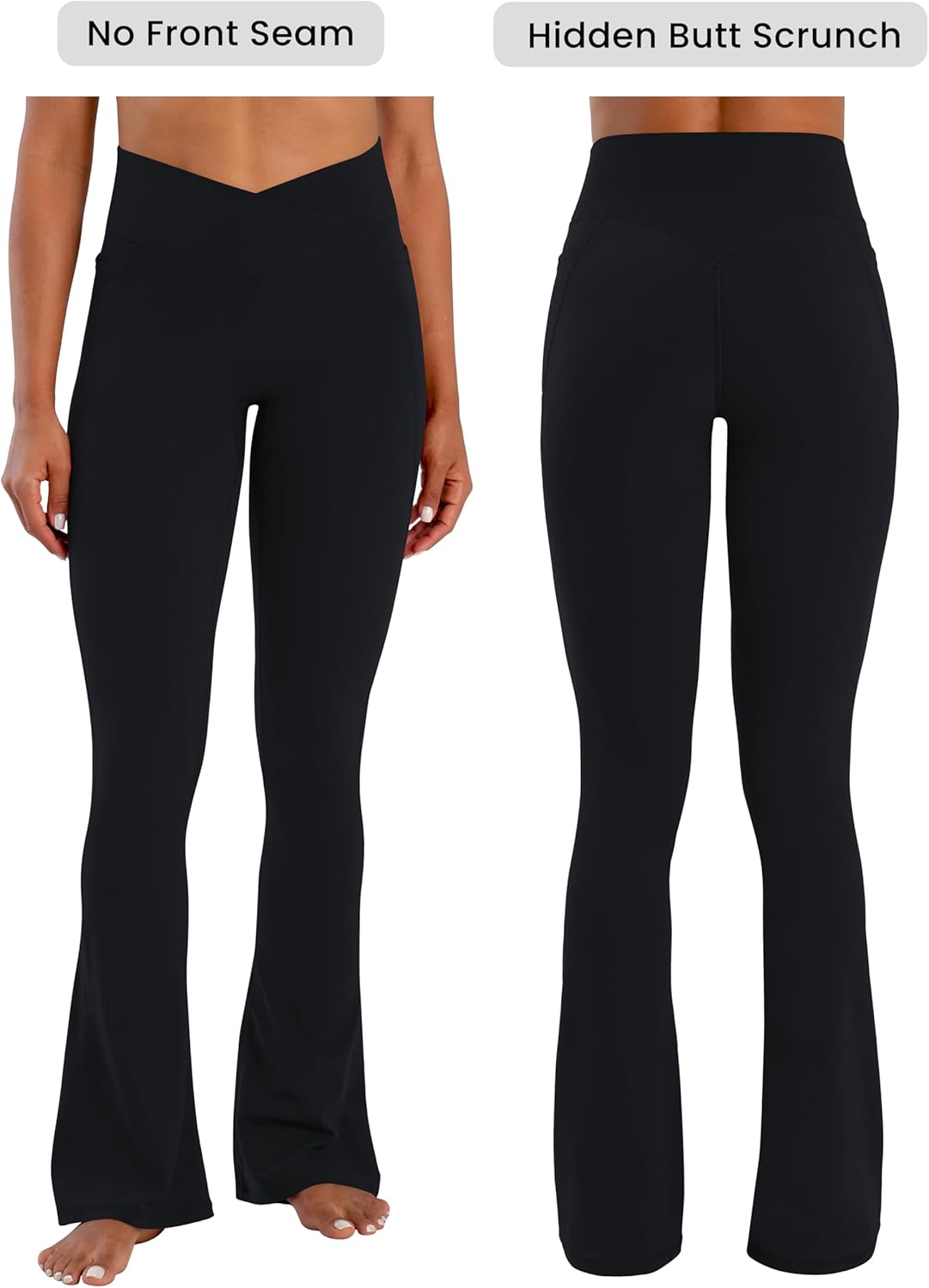 Sunzel Hidden Butt Lifting Leggings - Tummy Control Flare Pants with Pockets for Women | Mini Flared Design