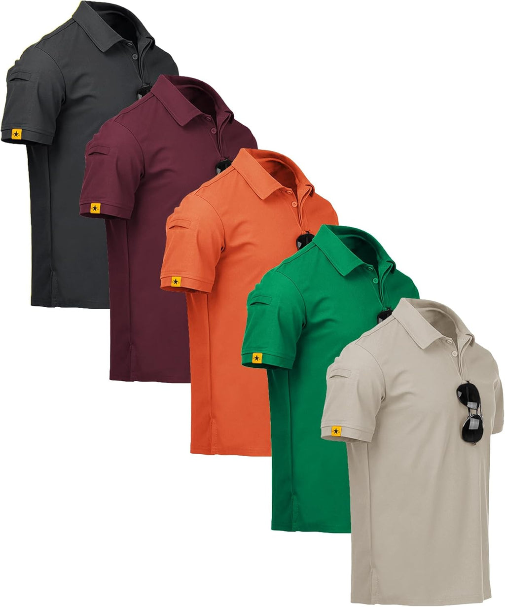 ZITY Men's Polo Shirts - 5 Pack Short Sleeve Moisture-Wicking Sports & Tennis T-Shirts