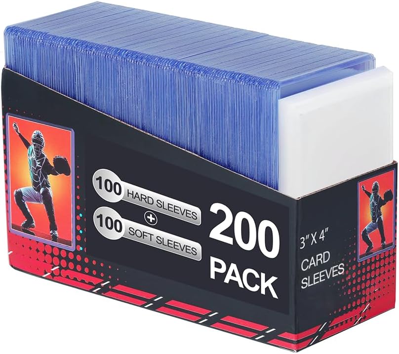 Skiennix 200 Card Sleeves - Premium Clear Protectors for Trading Cards | 3" X 4" Hard Plastic Holders