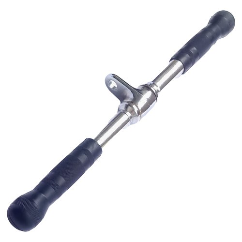 MuscleForge Straight Bar Cable Attachment 20inch – Chrome Rotating Tricep Bar Cable Attachment with Non-Slip Handles – Tricep Pull Down Bar – Gym Accessories for Biceps, Triceps & Back Workouts