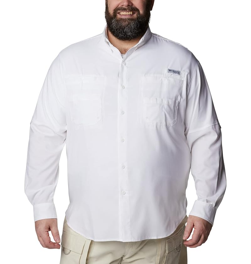 Columbia PFG Tamiami Long Sleeve Fishing Shirt for Men - White, XL