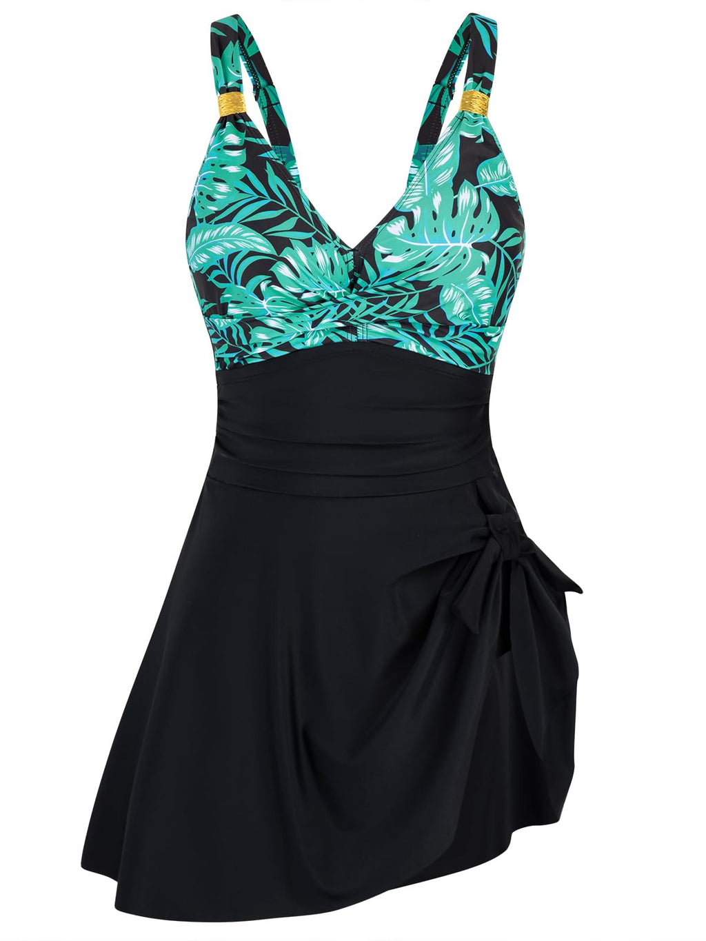 HUSKARY Women Swimsuits 2026 One Piece Tummy Control Full Coverage Long Ruched Tie Knot Flowy Swim Dress Cute Modest Bathing Suits
