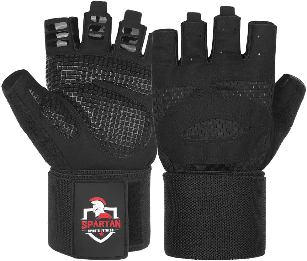 Spartan Gym Gloves - Weight Lifting Gloves with Wrist Support & Breathable Non-Slip Grip | Full Palm Protection for Men & Women