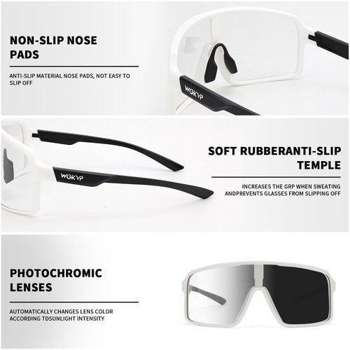 WGKVP Photochromic Running Glasses for Women,Cycling Glasses Men Sports Sunglasses Golf Outdoor