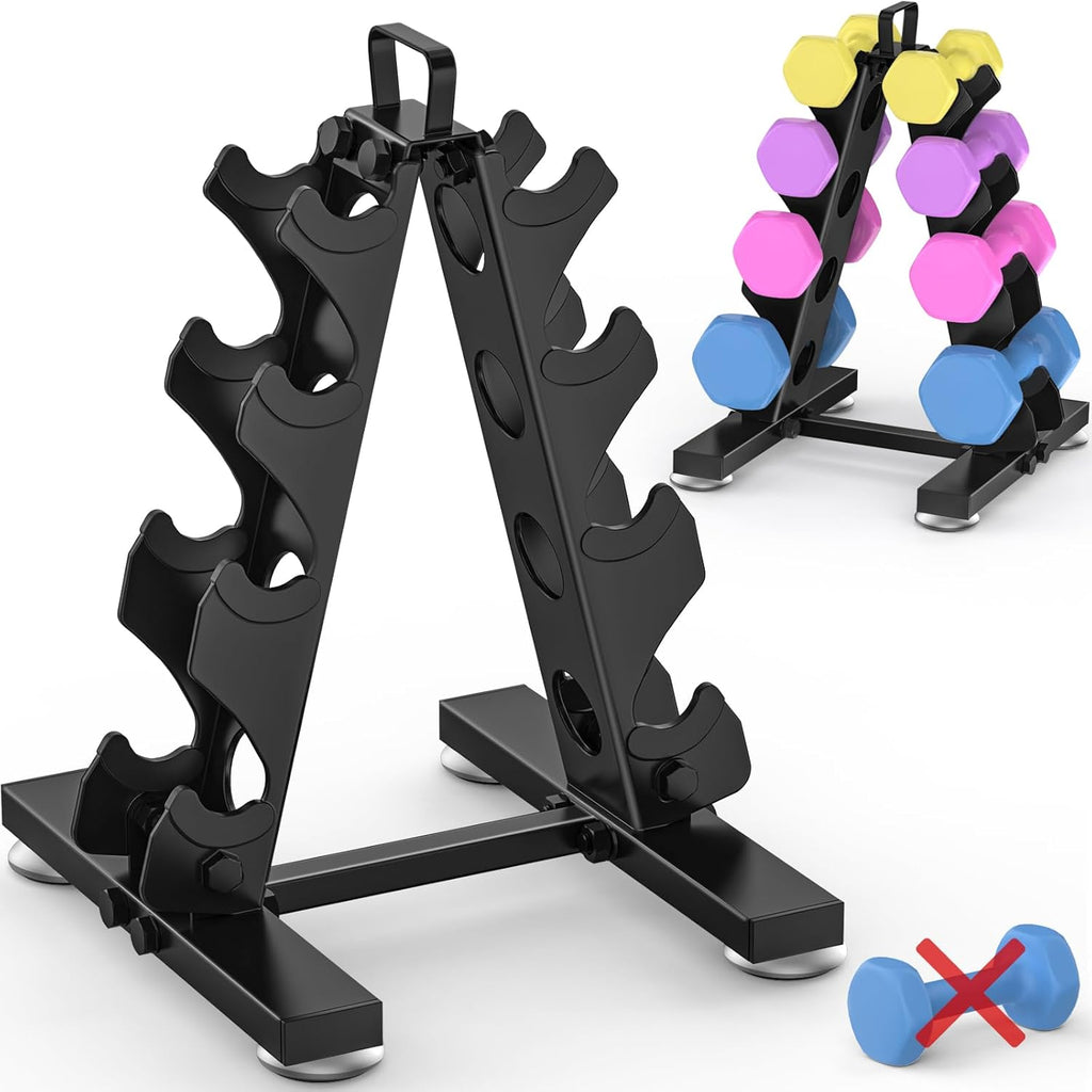TomCare 6-Tier Dumbbell Rack - A-Frame Weight Storage Stand for Home Gym | Durable Metal Design