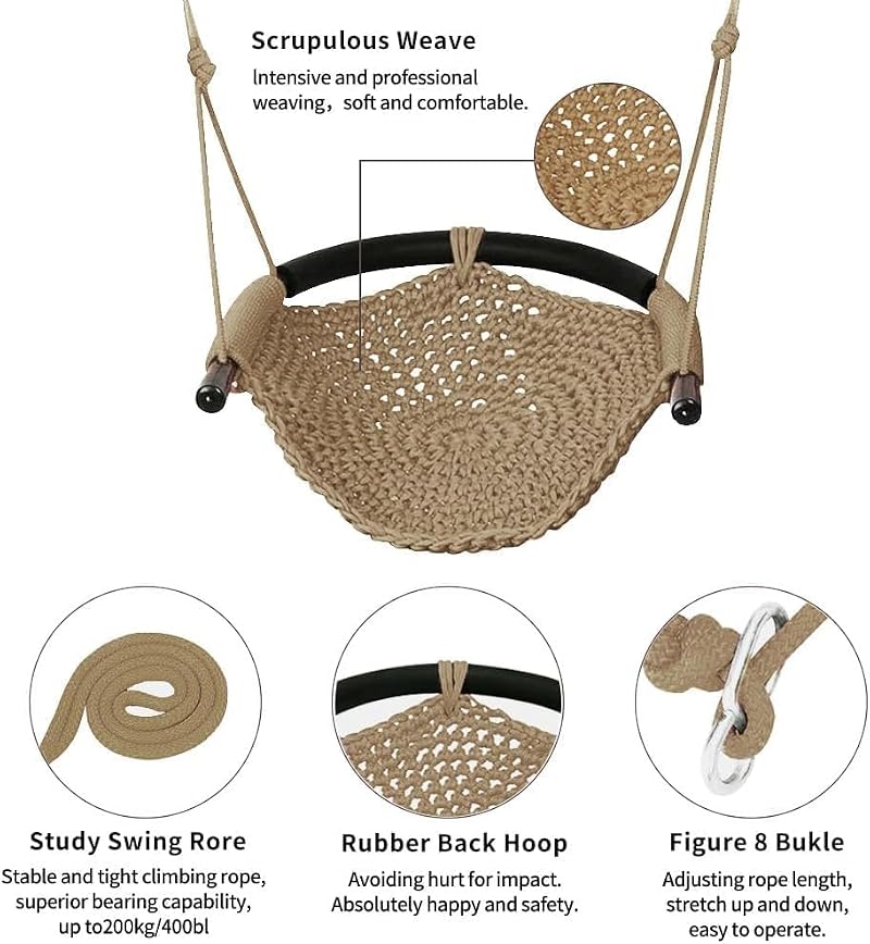 Kids Toddler Swing Seat Brown 2 Pack - Adjustable Rope Outdoor Indoor Play