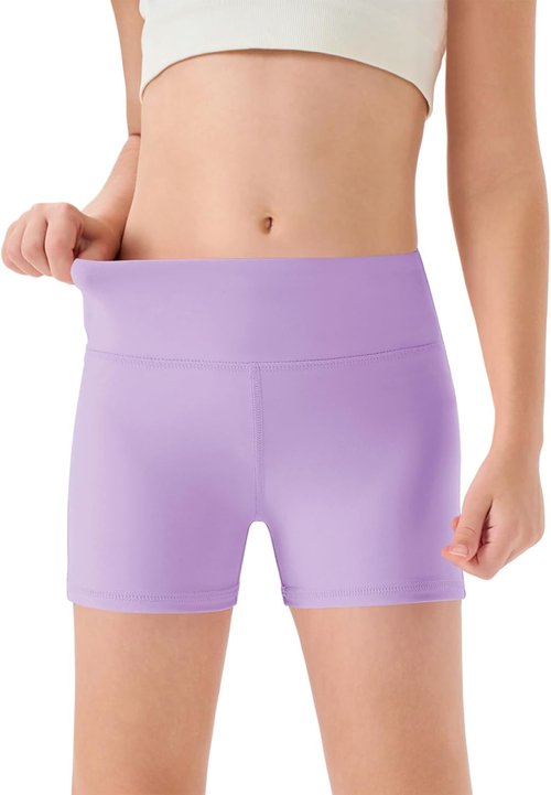 Haloumoning Girls Athletic Shorts - High Waisted Yoga & Dance Biker Shorts for Ages 5-14