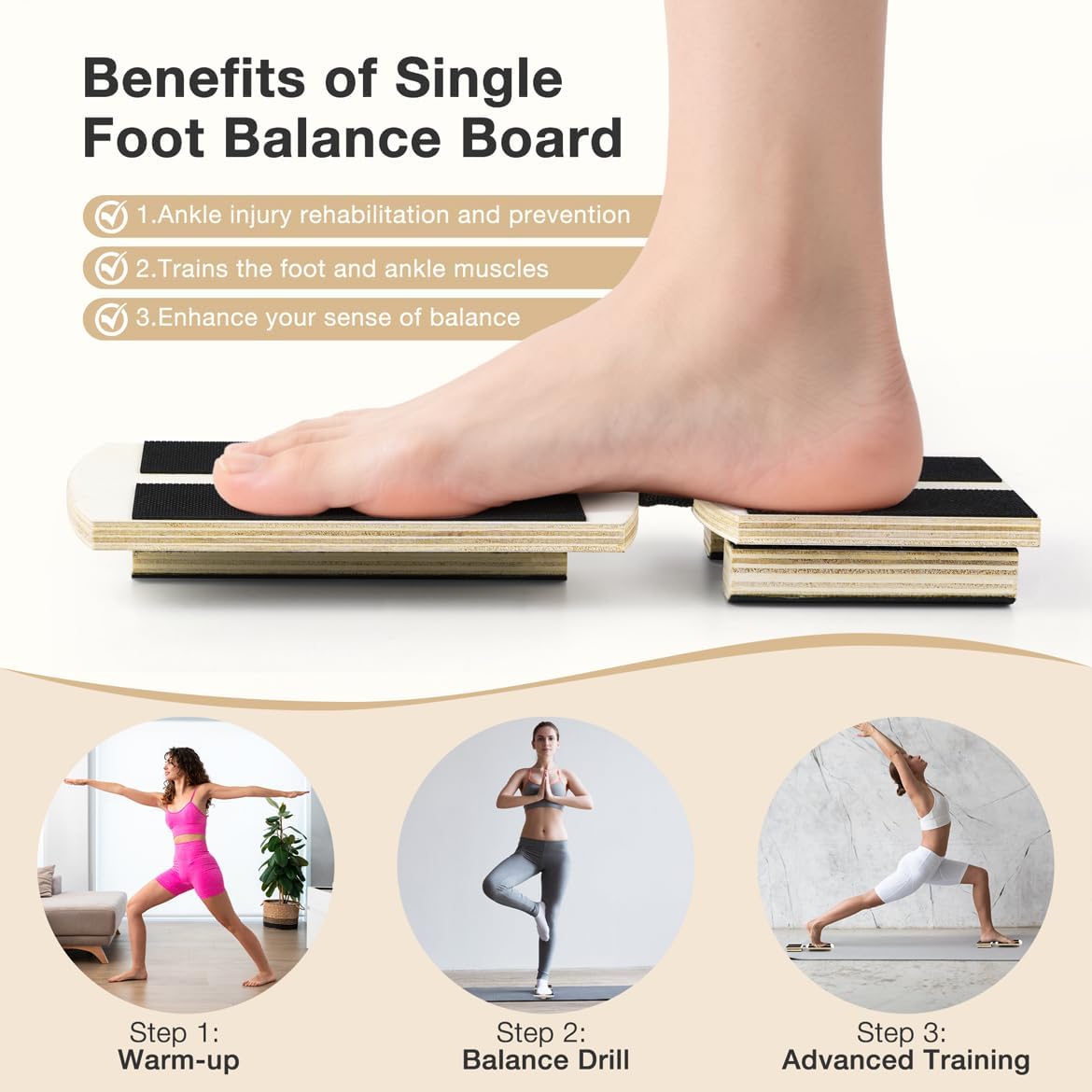 Skiennix Ankle Balance Board - Bamboo Foot Strengthener for Physical Therapy & Posture Correction